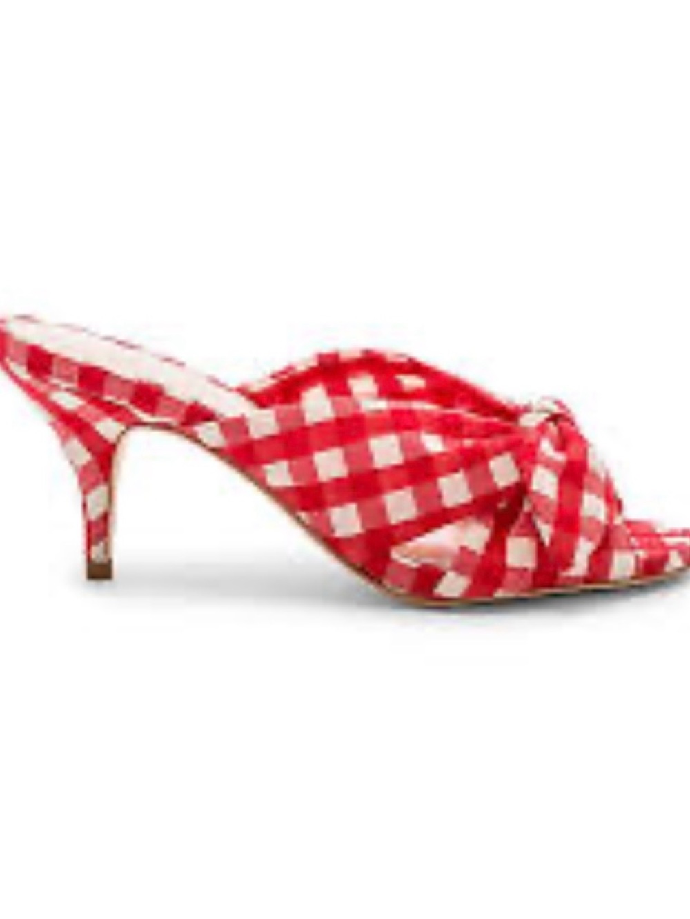 Loeffler Randall Red and White Gingham Bow Slide Mules (originally $375!)
